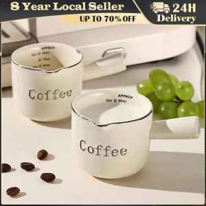Thickened Ceramic Coffee Extraction Cup with Handle Scale Espresso Coffee Milk Cup Exquisite High Quality Home Coffee Accessorie