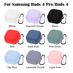 For Samsung Buds 4 Pro Case Solid Color Soft Headphone Cases For Samsung Buzz 4 Pro Buds4 4Pro Cover With Cleaning Pen With Hook