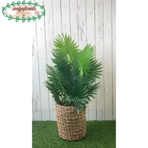 Pohon Daun Palem Kipas Sadeng X18 Semi Latex Artificial Cover Pot Eceng Gondok Handle Tanaman Hias Pajangan Dekorasi