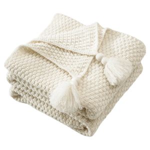 Nordic Knitted Tassel Blanket Acrylic Yarn Office Air Conditioned Nap Couch Leisure Blanket Soft Polyester Fiber Autumn Winter
