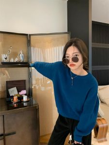 CHOEFULYN | Áo Len Trắng Form Rộng Cổ Tròn cho Mùa Thu và Đông