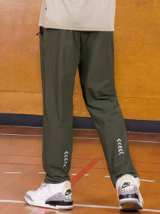 Mens Loose Straight Leg Basketball Pants Reflective Arrowhead Sporty Retro American Style Knitted Cotton Polyester Blend