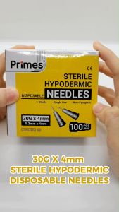 (Single pack) Primes Sterile Hypodermic Disposable Needle (Painless Needles)(30G x 4mm) (1pc)