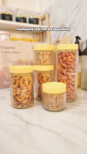 Toples Makanan Bulat & Toples Emas Bening: Kontainer Makanan 1600ml, 900ml & 600ml