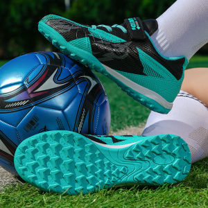Boys Football Shoes TF Spikes 8 Years Old Kids Sneakers Girls New Fashion Style 29-39 Durable Velcro Cool Comfy Non-Slip Teenagers Pupils Sports Footwear Cleats Kindergarten Primary School Students Professional Athletic Training 7s Children Soccer Boots