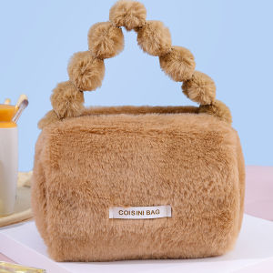 Compact Plush Handheld Cosmetic Carrier for Travel B031