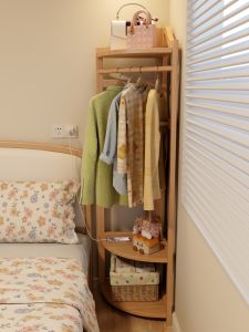 DONGMU | Space-saving Simple Clothes Hanging Stand with Bedside Table Function