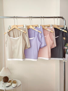 Faux Two-Piece Cami Set High-Quality Cotton & Premium Modal Padded Home Wear