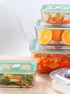 XTEN Rectangular Press Vacuum Cover Airtight Glass Food Container Lunch Box with Cover Leakproof Storage