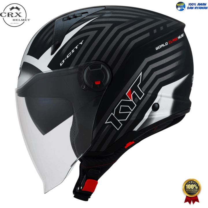 Helm Half Face Kyt D City Motif Black Silver Original Terlaris Lazada