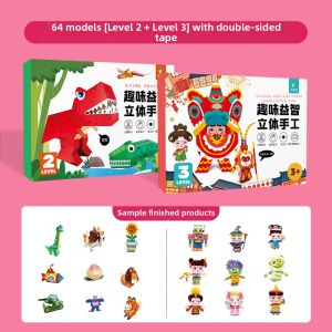 XIAOSHUGUOGUO | Educational Quiet Book for 3-6 Year Olds DIY No-cutting 3D Stereoscopic Paper Folding Set