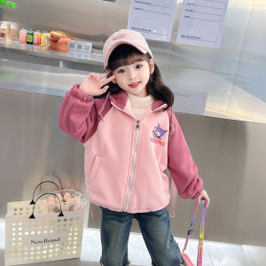 เสื้อแจ็คเก็ตผ้าขนแกะแฟชั่นฤดูหนาวสำหรับเด็กผู้หญิง 2023 เสื้อสเวตเตอร์มีฮู้ดแบบหนา ปกติ แขนยาว ปกติ เสื้อผ้าเด็กผู้หญิง