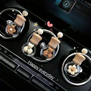 1pcs Car Fragrance Empty Glass Bottle Cute Air Freshener Bottle Perfume Clip Vent Outlet Aromatherapy Essential Oils Diffuser
