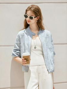 XIANGYING | Blue Short Casual Jacket