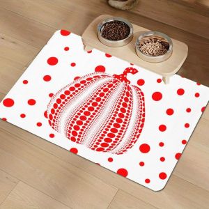 VIKAMA Pumpkin Point Pet Feeding Mat Anti Slip And Water Absorbent Washable Home Meal Mat Floor Carpet Home Decoration