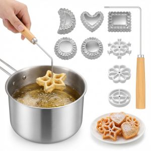 10/6/4Pcs Iron Maker Bunuelos Mold Stainless Steel Bunuelos Mold with Handle Rosette Cookie Iron for Cooking Kitchen Accessories