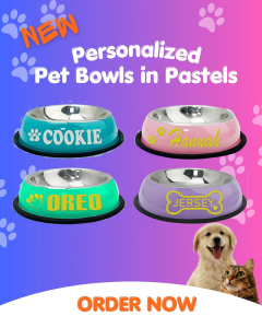 PERSONALIZED PET BOWLS IN PASTEL COLORS (DOGS/CATS)