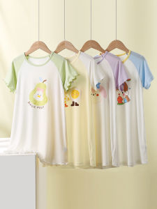Summer Childrens Modal Cartoon Sleepwear A-Class Parent-Child Home Clothes Girls Nightgown Comfortable Breathable Sweat Absorbent