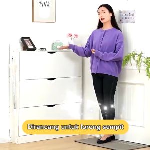 JIOYANG-Lemari Rak Sepatu Kayu Dengan Rak Serbaguna Rak Lemari Sepatu Minimalis Kayu Susun Penyimpanan Multifungsi