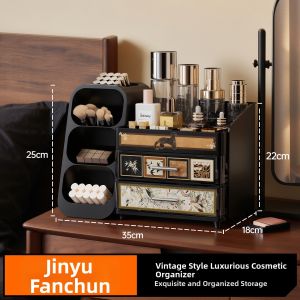 FAJIENUO | Dustproof Large Capacity Makeup Storage Box Organizer