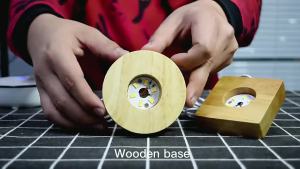 4 "LED Wood Display Light Base Warm 5V USB Luminous Round Wooden Holder for Crystals Glass Resin Art Ornament Display Base Stand