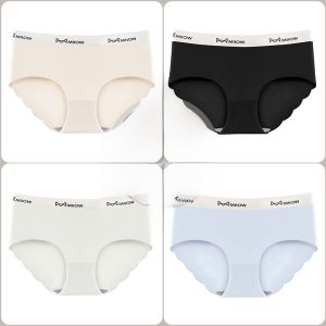 MiiOW | Antibacterial Pure Cotton Ice Silk Seamless Womens Underwear Breathable Mid-Waist Triangle Shorts Thin Summer Briefs