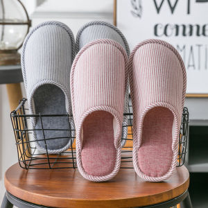 New 2025 Womens Linen Slippers Anti-Slip Home Shoes Soft Bottom Couple Style Odor Control Spring Autumn Wear Comfortable