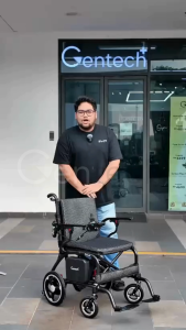 NEW 10.8KG GENTECH Carbon Fiber Electric Wheelchair Lightweight | Kerusi Roda Elektrik Ringan | Motorized Wheelchair