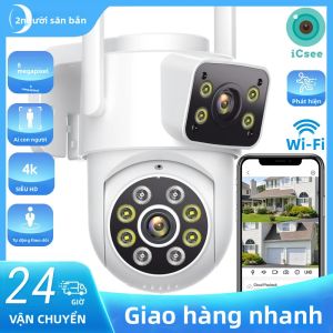 Camera Wifi Ngoài Trời 8MP 4K Với Camera Kép PTZ Camera IP An Ninh Zoom Kỹ Thuật Số 5X Phát Hiện Chuyển Động Người Chống Nước Tự Động Theo Dõi