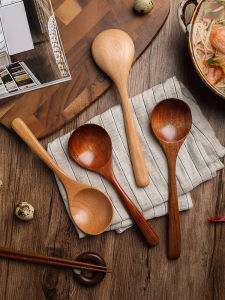 Muỗng Gỗ Kiểu Nhật Dùng Trong Nhà Bếp Muỗng Ăn Cơm Dài Tay Cầm Dùng Để Ăn Cháo Và Súp TINYYOME Muỗng Bằng Gỗ Dùng Hàng Ngày