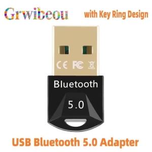 USB Bluetooth 5.0 Adapter with Key Ring Design Dongle Wireless Bluetooth Transmitter Receiver for PC Laptop Computer Desktop