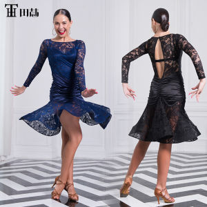 Elegant Lace Backless Dress for Women Latin Dance Competition Performance Costume Adult Female Style H4003 by Tianhui