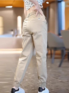 กางเกงขายาวทรงตรงเอวสูงแห้งเร็วสำหรับใส่ทำงานสำหรับผู้หญิงในช่วงฤดูร้อน กางเกงขายาวทรงสลิมฟิตแบบลำลองสไตล์ฮาราจูกุ