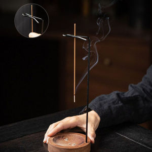Lnsence Burner Upside Down Incense Burner Incense Stick Holder Wooden Round Incense Tray Ornament Bedroom Home Yoga Decoration