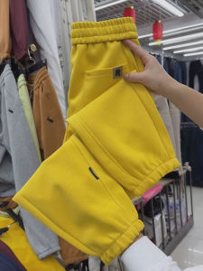 Quần Dài Thường Ngày Màu Vàng Mùa Đông Mới Cho Nữ Cỡ Nhỏ Đa Năng Lót Lông Cừu Thể Thao Rộng Rãi Quần Harem Quần Dài Chín Điểm