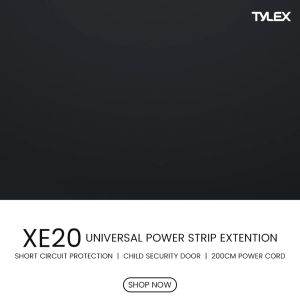 TYLEX XE20 Universal Power Strip Extension 3250W Super Power Socket With USB C Fast Charger PD65W Max & Qc 3.0