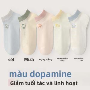 MiiOW | Tất lưới cotton mỏng màu trơn thoáng khí thấm mồ hôi chống mùi cho nữ Tất lưới cotton mùa xuân hè dài đến bắp chân