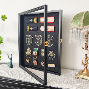 Elegant European Style Hinged Cover Photo Frame Display Box Dustproof Storage Organizer for Medals Rectangle Density Board