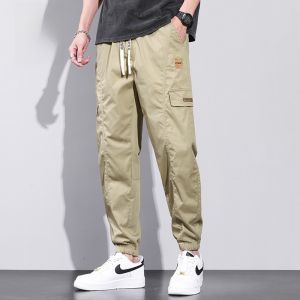 ROMON | Quần dài công sở mùa hè mỏng cho nam thương hiệu thời trang rộng rãi có dây thun quần dài thể thao bằng lụa băng thường ngày