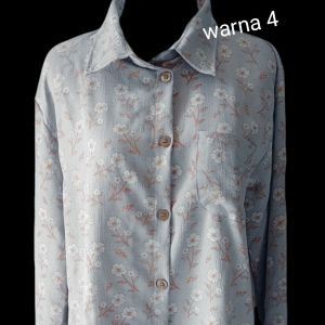 ZFASHIONACC Kemeja Wanita Motif Floral Bunga Soft Crinkle premium