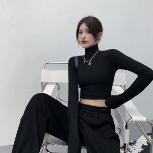 Áo Croptop Tay Dài CỔ LỌ Nữ Ôm Body Chất Tốt Áo Thun kiểu nữ crt dài tay mặc đẹp