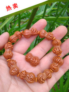 Long Handheld Peach Kernel Bracelet Qinling Dragon Pattern Gourd Shaped Cabbage Wenhua String Pearltree Huzi