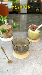 SG Stock|Lidded Glass Cups for Coffee Milk & Breakfast – Large Capacity Ins Style 2pcs