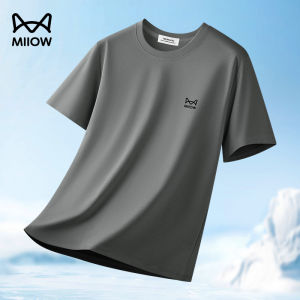miiow | Mens Short Sleeve T-Shirt Ice Silk Modal Cool Feeling Acetate Fiber Breathable Quick Dry Solid Color Versatile Youthful Style