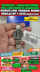 CASIO ORIGINAL - CASIO LTP-V004D-1B2 - Women - Silver Hitam - Stainless - Jam dunia JD18ST # Jam Tangan Wanita Cewek Anti Air Digital Analog + CASIO LTP V004D 1B LTP-V004D V 004 D LTPV004 LTP-V004 LTPV004D LTP-004 LTP-V004D-1B V004 s001 $ WR0 STS KC7