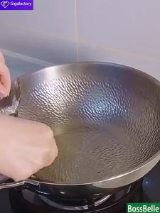 Bossbelle-Pure titanium frying pannon-stick panfish scale hammer pattern titanium frying pan-3203