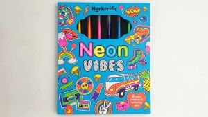 Neon Vibes Markerific Colouring Book Gift Set With 6 Neon Markers For Kids To Colour