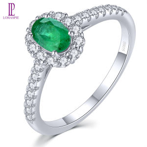 Lohaspie Jewelry Genuine 925 Silver Ring Women Original Natural Emerald Blue Sapphire Ring Emerald Gemstone Ring Natural Blue Sapphire Ring For Women Silver 925 Jewelry