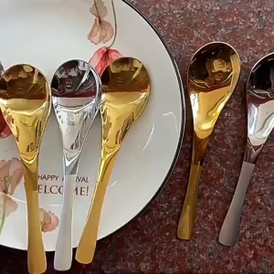 Buy 2 Take 3 32g Silver & Gold Stainless Steel Spoon Long Handle Food-Grade Dinnerware Cutlery