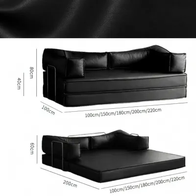 Double-Sided Folding Sofa Bed Retro Living Room Full Sponge Compressed Teddy Cloth Diner Convertible Sleepable Sofa Bed